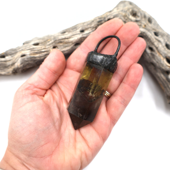 Giant Citrine Smoky Quartz Soldered Crystal Pendant (OAK81)