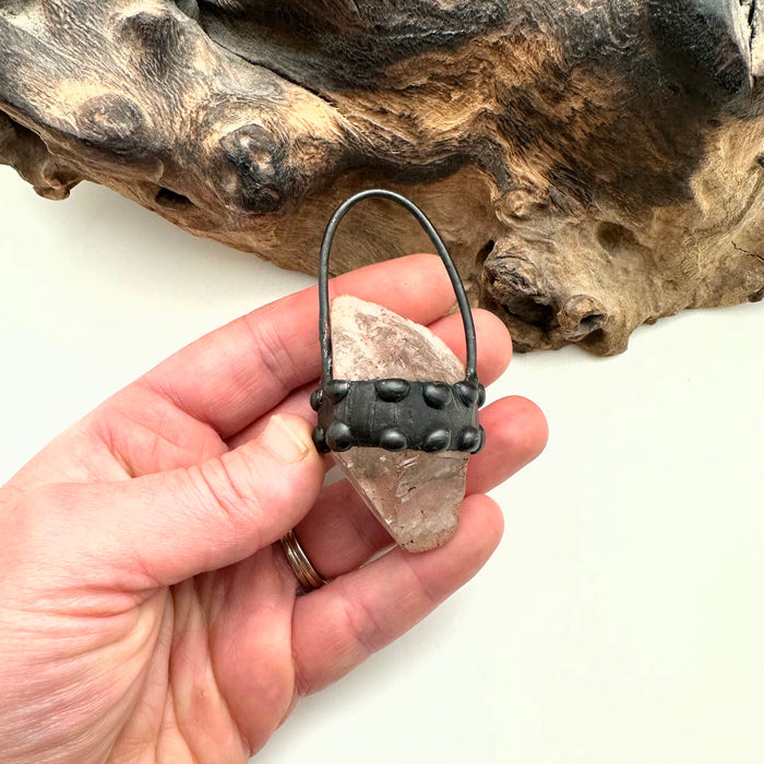 Giant Studded Clear Quartz Soldered Crystal Pendant (OAK151)