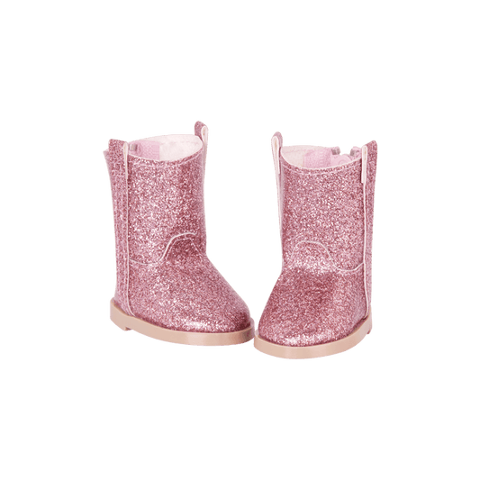 Pink glitter boots for 14-inch doll