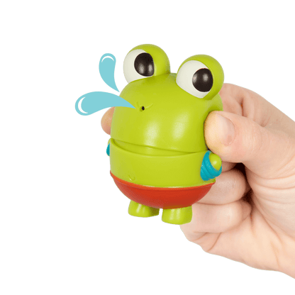 Frog squirt and light-up whale bath toys.