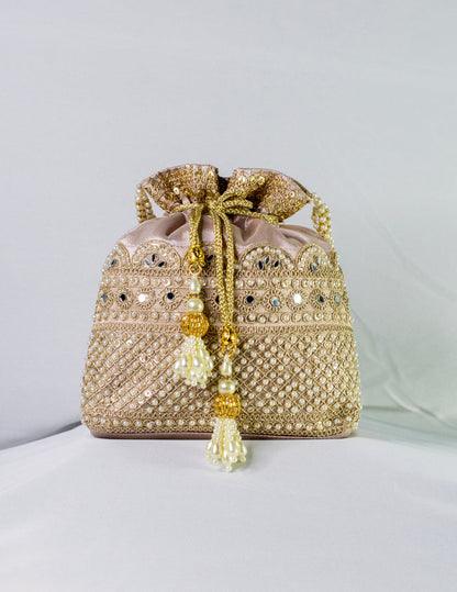 Gold Hand Embellished Potli