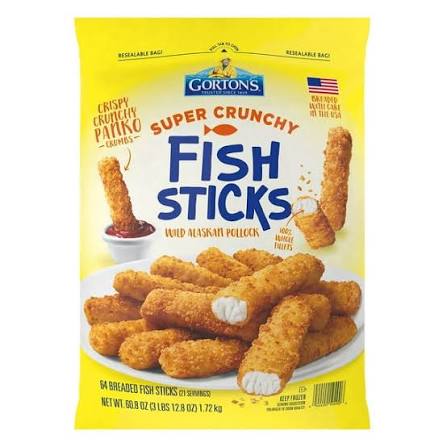 GORTON'S SUPER CRUNCHY FISH STICKS 64 CT 3.13 LBS