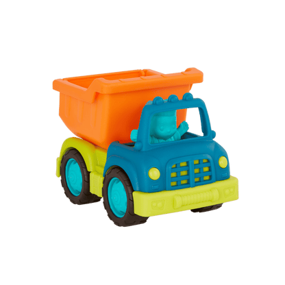 Large toy dump truck and small toy dump truck.