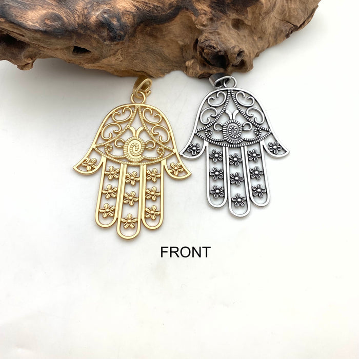 Hamsa Metal Pendant (Hand Of Fatima) (Available In 2 Colors) (MP238)