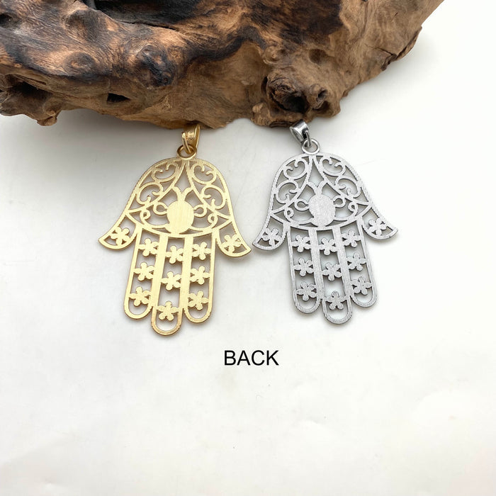 Hamsa Metal Pendant (Hand Of Fatima) (Available In 2 Colors) (MP238)