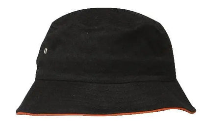 Headwear Bucket Hat With Sandwich Trim Brushed Heavy Sports Twill  *no Sandwich* X12 - City Workwear