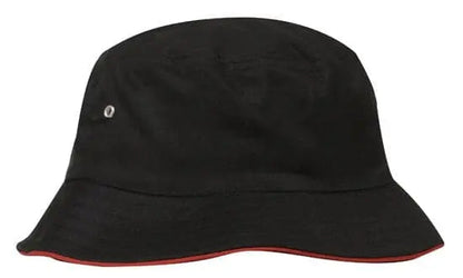 Headwear Bucket Hat With Sandwich Trim Brushed Heavy Sports Twill  *no Sandwich* X12 - City Workwear