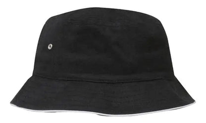 Headwear Bucket Hat With Sandwich Trim Brushed Heavy Sports Twill  *no Sandwich* X12 - City Workwear