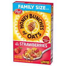 HONEY BUNCHES OF OATS BREAKFAST CEREAL WITH STRAWBERRIES 16.5  OZ FAMILY SIZE