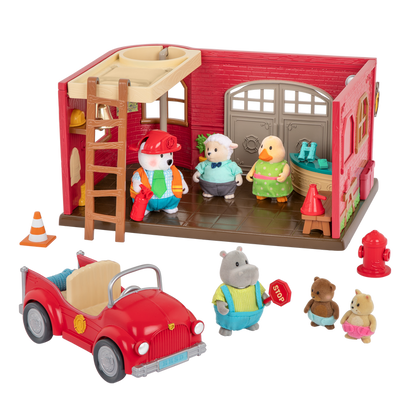 Fire department playset with fire engine