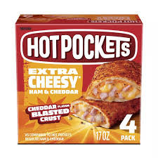 HOT POCKETS EXTRA CHEESY HAM & CHEDDAR BLASTED CRUST 4 CT 18 OZ
