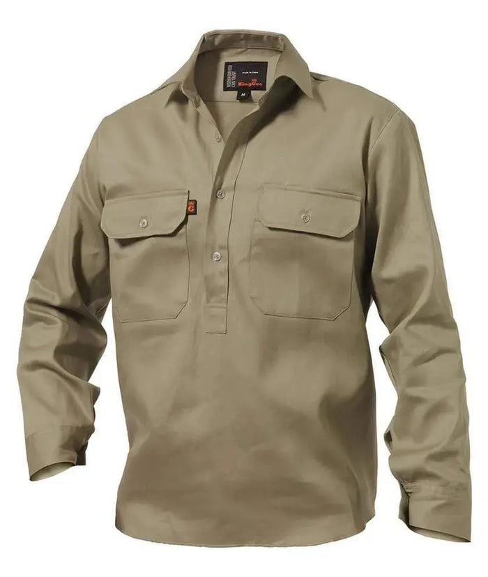 KingGee Closed Front Long Sleeve Drill Work Shirt K04020 Metro Workwear.