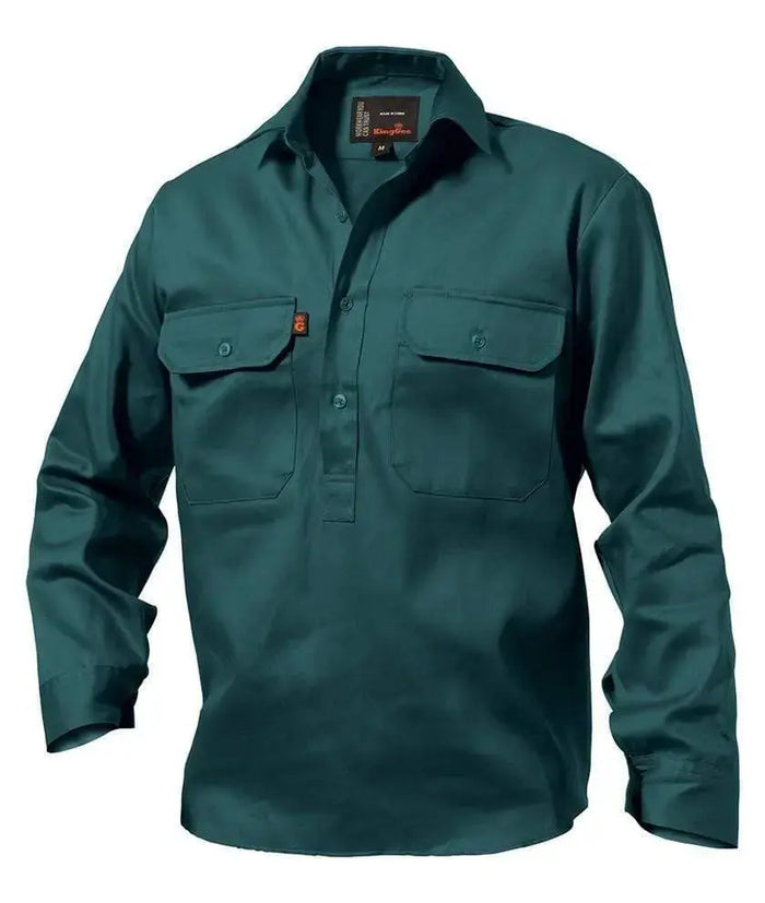 KingGee Closed Front Long Sleeve Drill Work Shirt K04020 Metro Workwear.