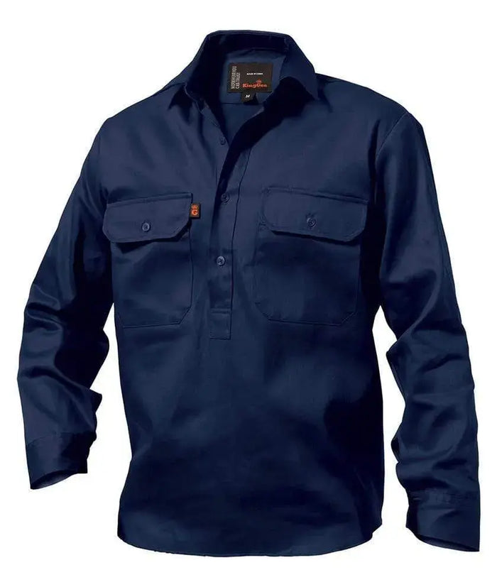 KingGee Closed Front Long Sleeve Drill Work Shirt K04020 Metro Workwear.