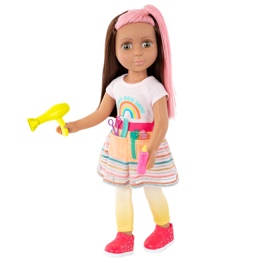 14-inch posable doll with hairdressing accessories