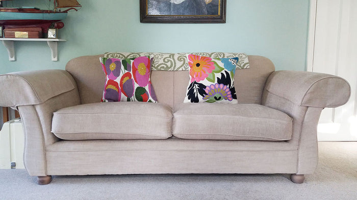 Lily Floral Pillow Cover | Pink Flower Pillowcase | Floral Outdoor Pillows |Suzani Accent Pillow | Flower Pillow | Floral Chair Cushion | Hand Embroidered Cushion Wool Size - 18x18