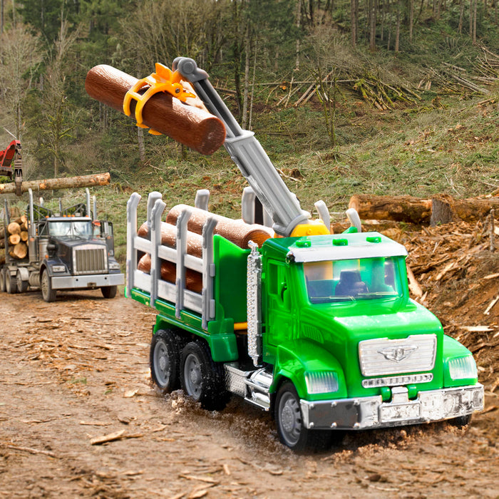 Green toy logging truck