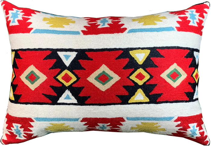 Lumbar Tribal Butterfly Aztec Southwestern Pillow Cover Handmade Wool 14x20" - KashmirDesigns