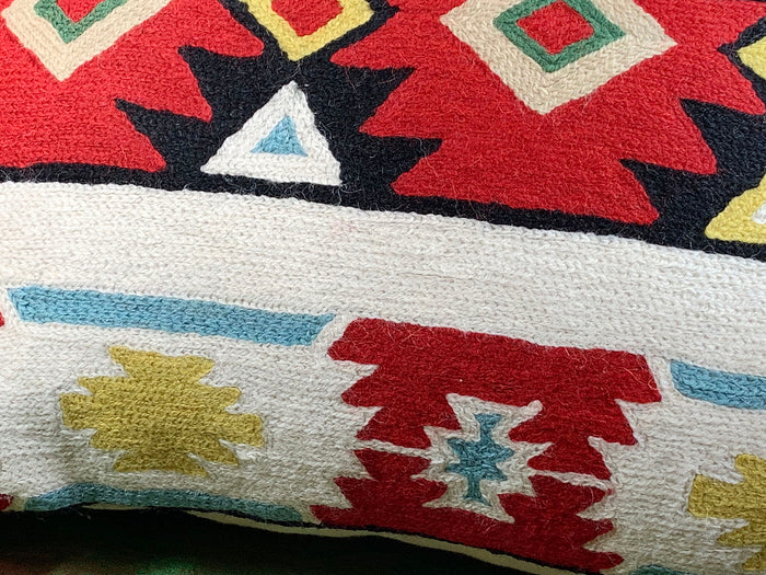 Lumbar Tribal Butterfly Aztec Southwestern Pillow Cover Handmade Wool 14x20" - KashmirDesigns