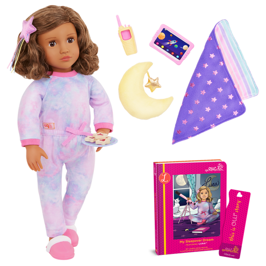 Our Generation 18-inch Slumber Party Doll Luna & Storybook