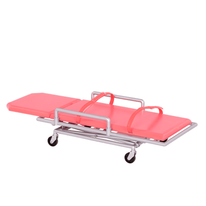 Two 18-inch dolls using ambulance gurney