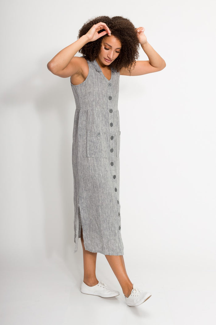 Melania | Women's Stain Resistant Linen Sleeveless Dress
