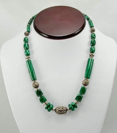 Metamorphosis Exquisite Malachite & Silver Necklace - KashmirDesigns