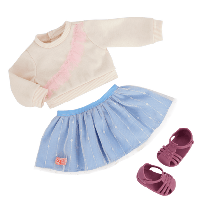 Our Generation 18" Doll Mindy, her Pet Cat Pepper and cat accessories