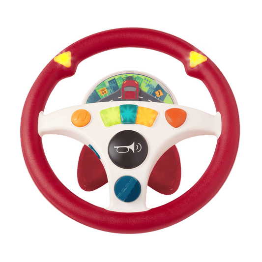 Musical steering wheel car seat toy for toddlers