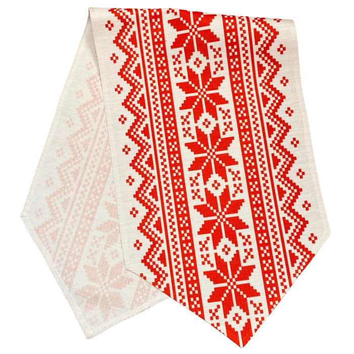 Nordic Snowflake Table Runner - Red