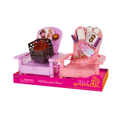 Our Generation Adirondack Chairs for 18-inch Dolls with firepit and accessories
