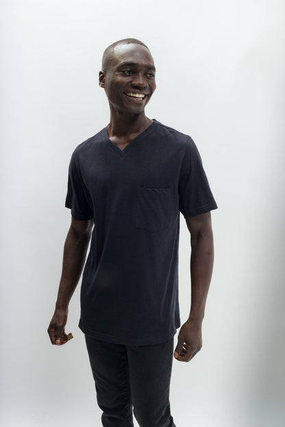 Oliver | Men's Anti-Stain Cotton Linen Blend V-Neck Pocket T-Shirt