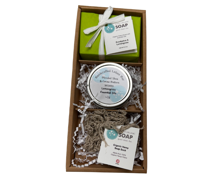 Organic Soap, Soap Sock & Lotion Bar Gift Box