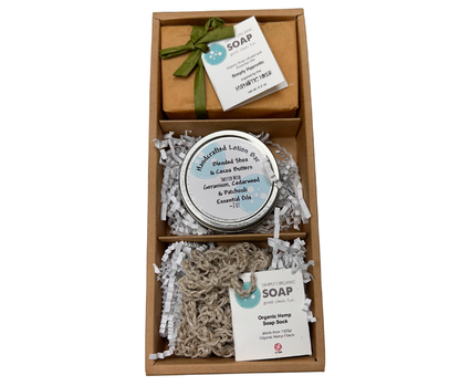 Organic Soap, Soap Sock & Lotion Bar Gift Box