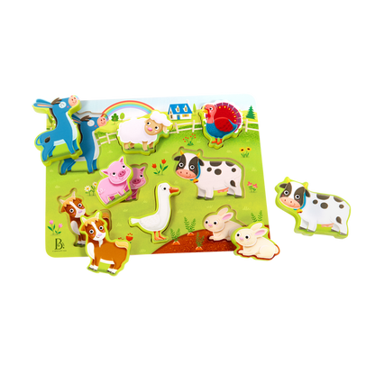 Chunky wooden puzzles for toddlers school bus farm animals emotions