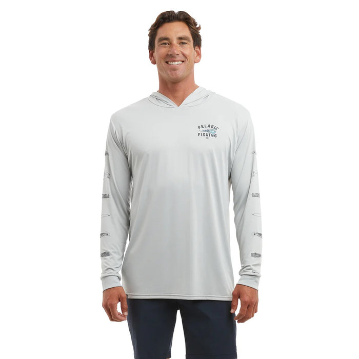 pelagic-aquatek-featherd-performance-fishing-hoodie-light-grey-model-front