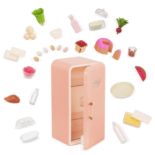 Our Generation Perfectly Fresh Mini Fridge Set for 18-inch Dolls