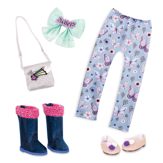Butterfly and star-themed clothes for 14-inch doll