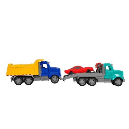 Mint toy tow truck with remote control towing red car