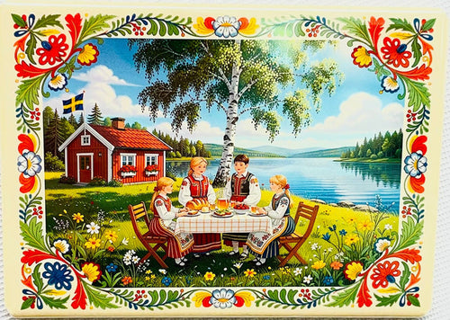 Rectangle Magnet, Swedish family at the Lake
