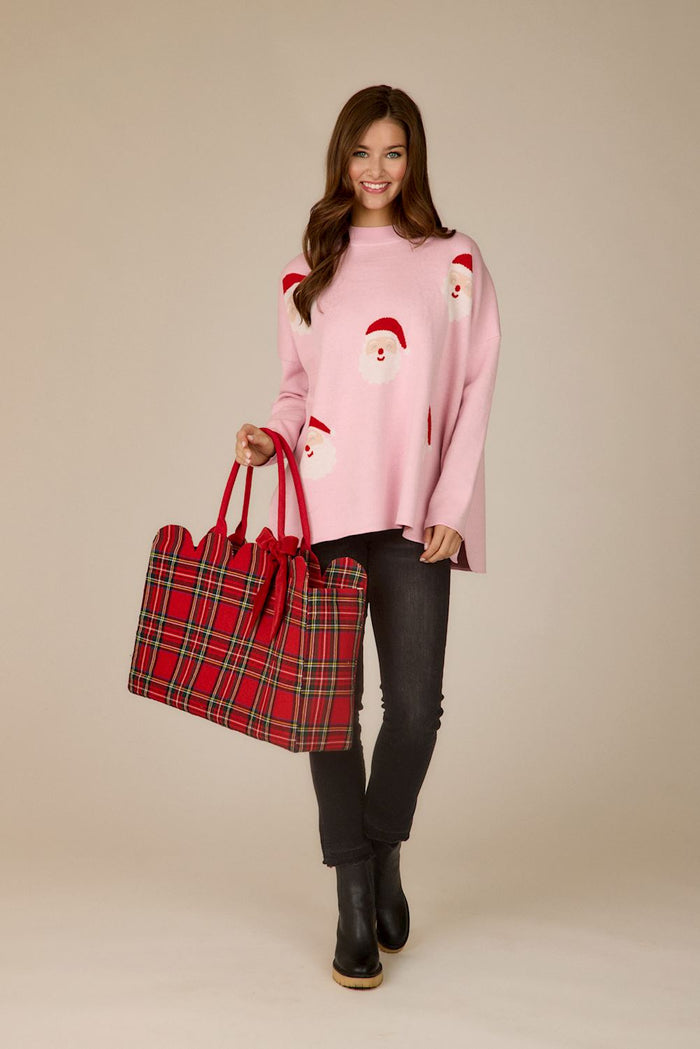 Red Tartan Scallop Tote