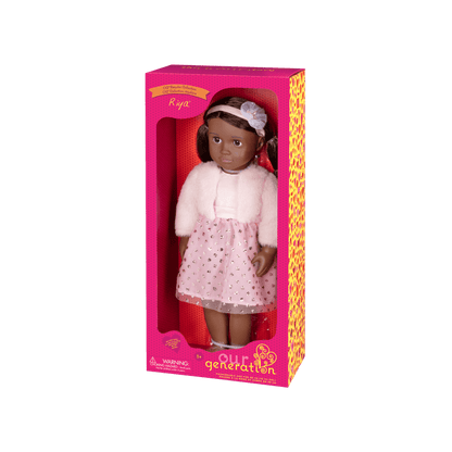 18-inch doll with dark-brown hair and brown eyes