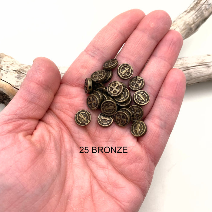 Round St. Benedict Catholic Metal Religious Beads (Available In 6 Options) (RP7)