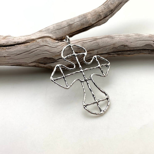 Silver Color Geometric Base Metal Wire Cross (MC31)
