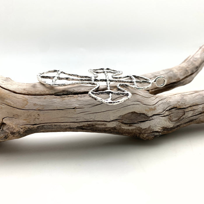 Silver Color Geometric Base Metal Wire Cross (MC31)