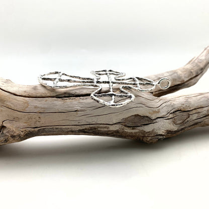 Silver Color Geometric Base Metal Wire Cross (MC31)