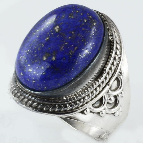 Size 7.5 Lapis Ring Sterling Silver Mystic Blue - Kashmir Designs
