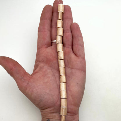 Smooth Beige Brown Bamboo Like Rectangle Czech Glass Beads (9x12mm) (BRCG80)