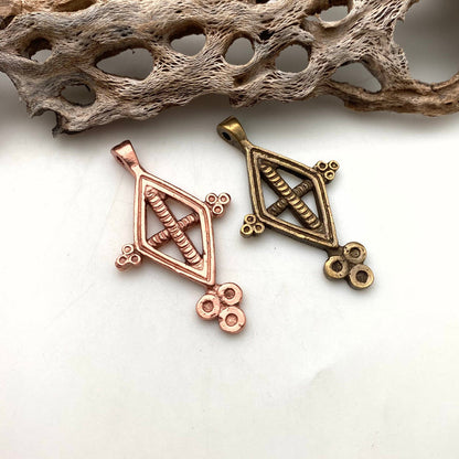 Solid Brass Diamond Shaped Tuareg Cross Pendant (Available In 2 Options) (SBC29)
