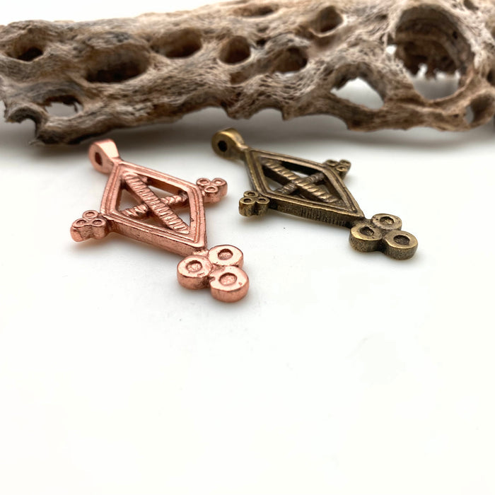 Solid Brass Diamond Shaped Tuareg Cross Pendant (Available In 2 Options) (SBC29)